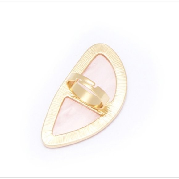 Adjustable Oval Exaggerated Acrylic Resin Geometric Rose-Gold Ring - Picture 6 of 8